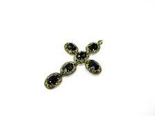 Garnet Glass Antique Cross Pendant Large 2 1/4"