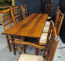 Oak dining table & 8 chairs