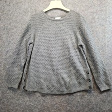 J. Jill Women's Gray Long Sleeve Textured Pullover Sweater Side Buttons Size PS