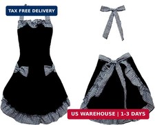 Hyzrz Cotton Kitchen Aprons for Women with 2 Pockets Adjustable Neck Strap Chef