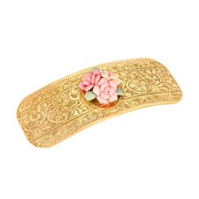1928 Jewelry Women's Large Pink Porcelain Flower Hair Barrette, 1 Pcs 