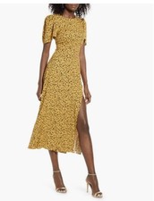 AFRM Jamie Nordstrom Open Back Front Slit Animal Print Viscose Dress SZ M