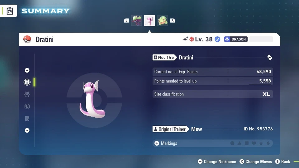 Brillante 6IV Adamant ALPHA Dratini Pokémon ZA + Master Ball