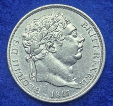 1817 Great Britain, silver Sixpence 6p,  King+ George III , GEOR III D.G.
