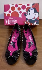 Disney Girls Size 4 Minnie Mouse Shoes Black Polka Dot Bow Heel Dress Up W/ Box