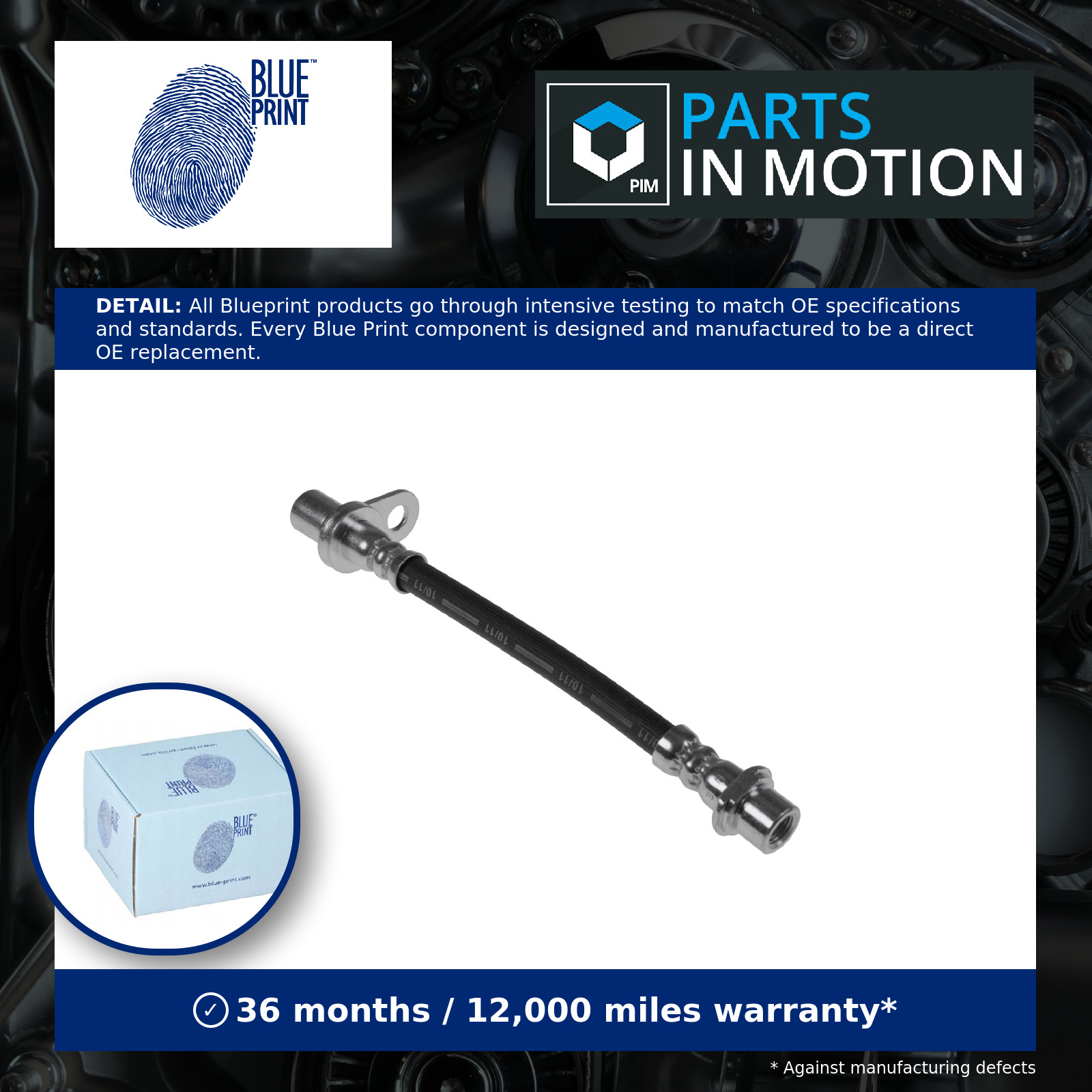 Brake Hose Rear Inner, Left ADT353367 Blue Print Hydraulic 90947W2014 Quality