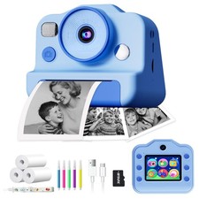 Instant Print Camera for Kids, Front Rear Dual Selfie Kids Camera with 1080P ...