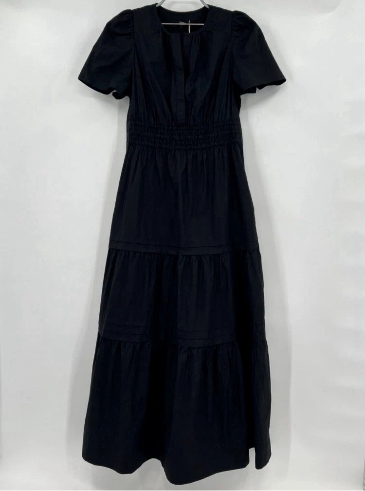knee length dresses for ladies Campbell Black Long-Sleeve Maxi Dress With Lace Detail – Club L London main image 0
