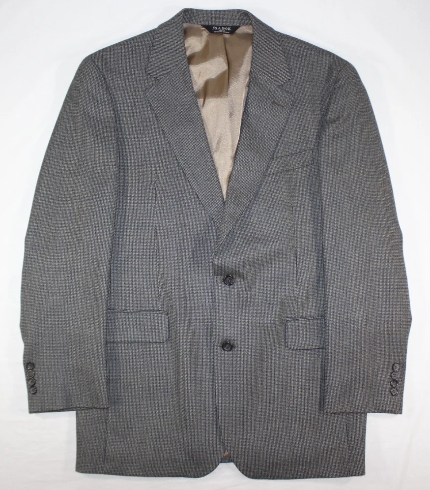 Jos. A. Bank Blazer Men's 41 Long Wool Cashmere Sport Coat Jacket Nailshead Gray