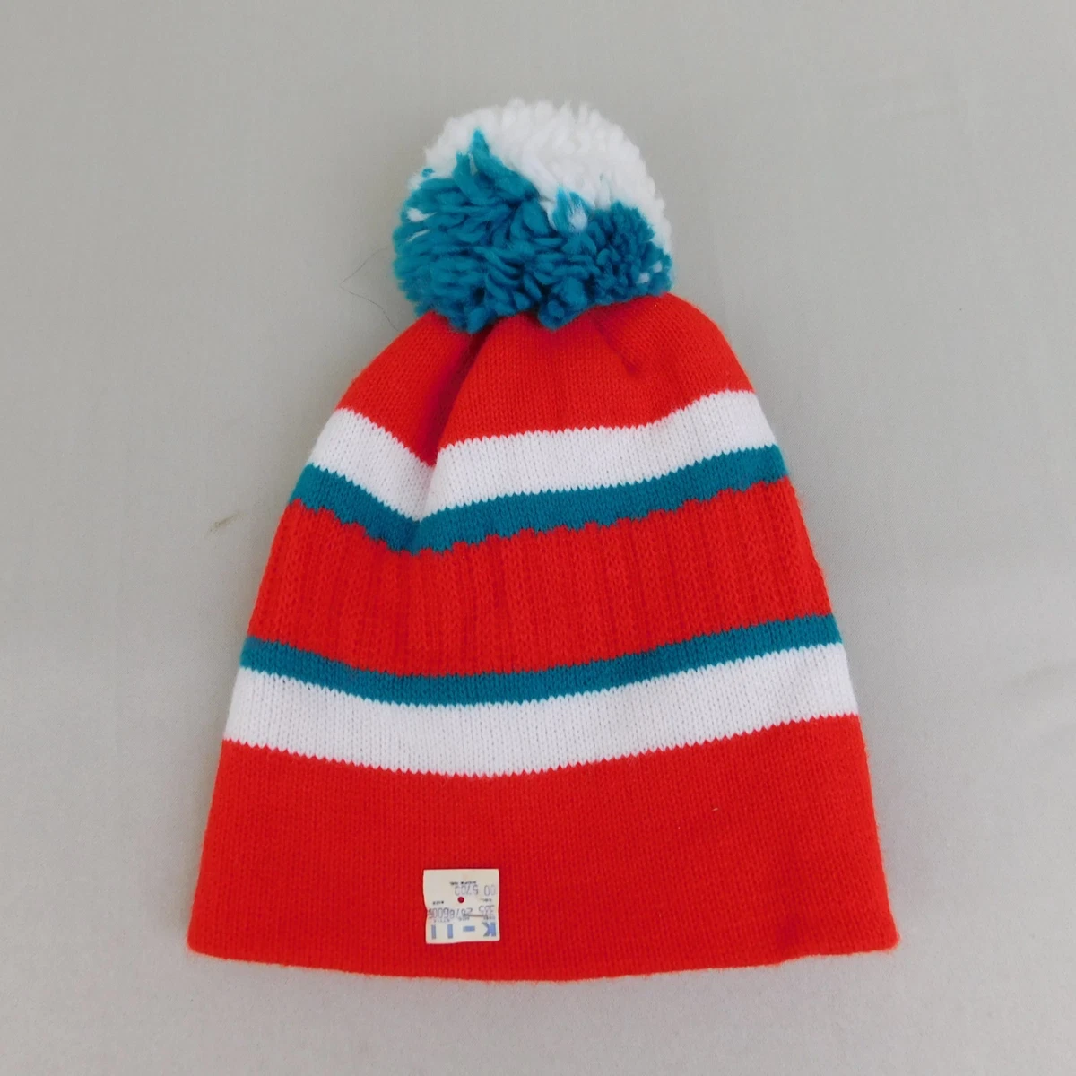 True Vintage Knit Beanie Hat Pom-Pom Tassel - 1970\'s Cottage Hippy Geometric Retro Pom Poms 70s - Etsy Australia main image 2