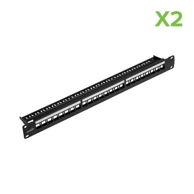 2 X Cat5e RJ45 Ethernet Network 1U Patch Panel 24-port 19'' - Empty No Wiring