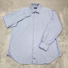 David Donahue Shirt Mens XL Blue Geometric Long Sleeve Button Front Cotton