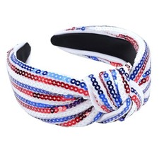 4 th of July Headband for Women Girls Red White and Blue Sequin Headbands USA
