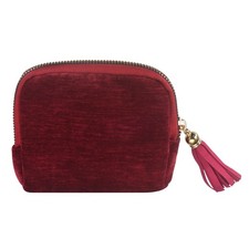 Mini Travel Jewelry Bag with Zipper for Women Bracelets Earrings, Dark Red