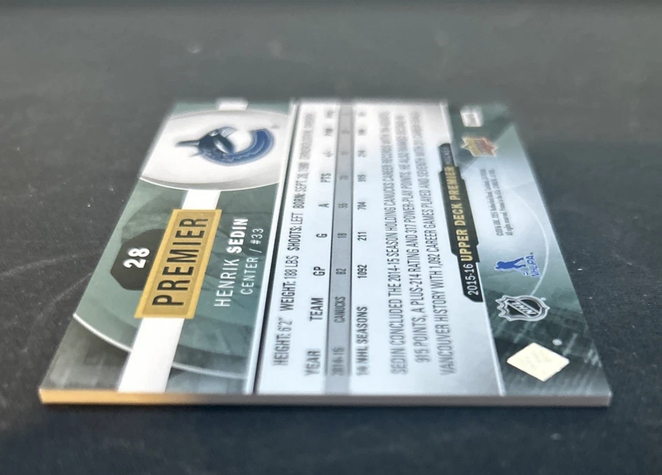 2015-16 Upper Deck Premier - Henrik Sedin #28 /399 - Image 3 of 4