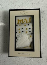 Kate Spade 3 Pack Bridal Gift Set Socks Size 9-11 Cream New In Gift Box