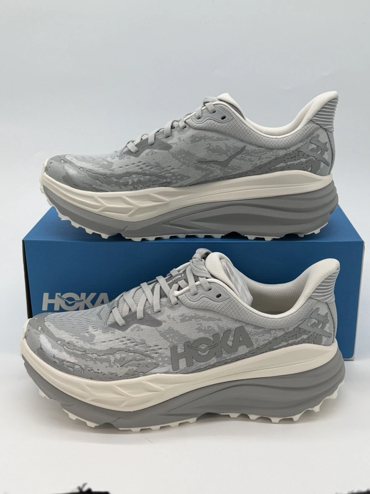 Hoka One One M Stinson 7 Gray/White Men’s Size 12.5 Running Shoes 1141530-SLBS