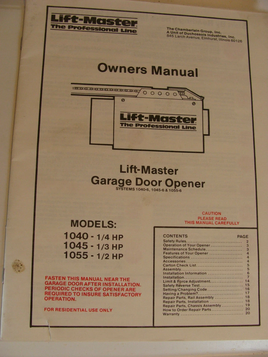 Liftmaster Garage Door Opener Manual