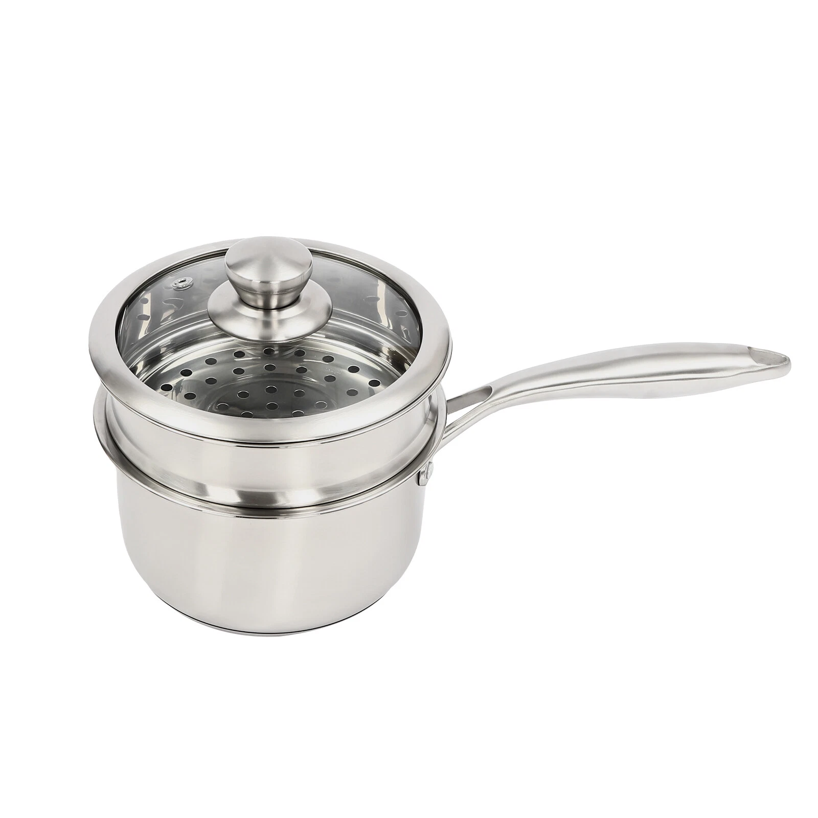 Steaming Pot Sauce Pan Stainless Steel For Cooking with Steamer Double Layer