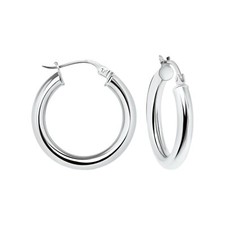 925 Sterling Silver Small 20MM Hoop Earrings Men Women Children 3MM Thick