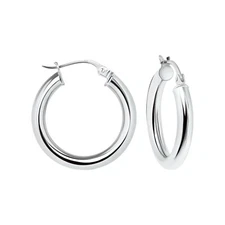 925 Sterling Silver Small 20MM Hoop Earrings Men Women Children 3MM Thick