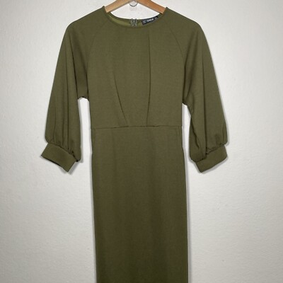 Shein Olive Green Polyester Belted Midi Maxi Dress Women Size Medium | eBay