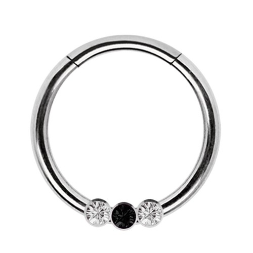 Piercing Schmuck Smooth Segment Clicker Nasenring und 3 Kristalle in zwei Farben - Bild 15 von 18