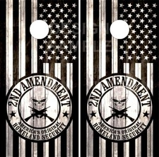2nd Amendment Flag Wood LAMINATED Cornhole Wrap Bag Toss Skin Decal