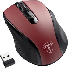 Portable Wireless Mouse, 2.4GHz with USB Receiver, Optical USB Computer Mice Red