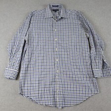 Paul Fredrick Shirt Mens 16-32 Premium Italian Cotton Button Plaid Long Sleeve