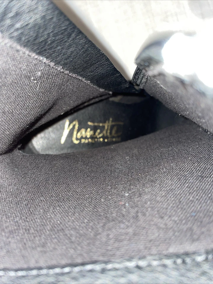 Nanette Lepore Botines Mujer Talla 7 M Negro Gamuza Cuero Joya Incrustada Foto 2 de 4