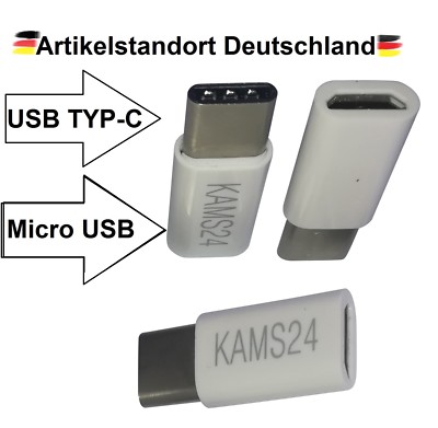 3 Adapter Typ-C 3.1 zu Micro USB Konverter Tablet Stecker Buchse Ladekabel weiß