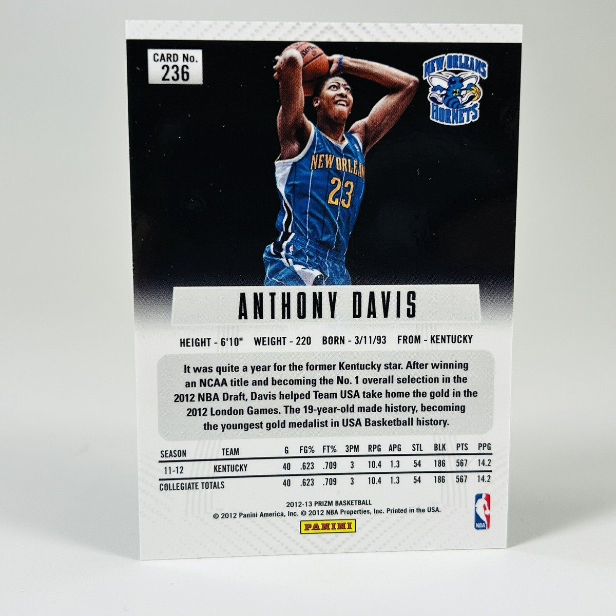 2012-13 Panini Prizm Anthony Davis New Orleans Hornets Rookie RC