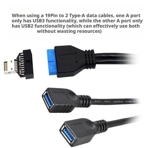 USB3.2 Type-E 20Pin vers USB 19P Châssis Avant USB Type A Type C Rallonge New S3 - Photo 6/9
