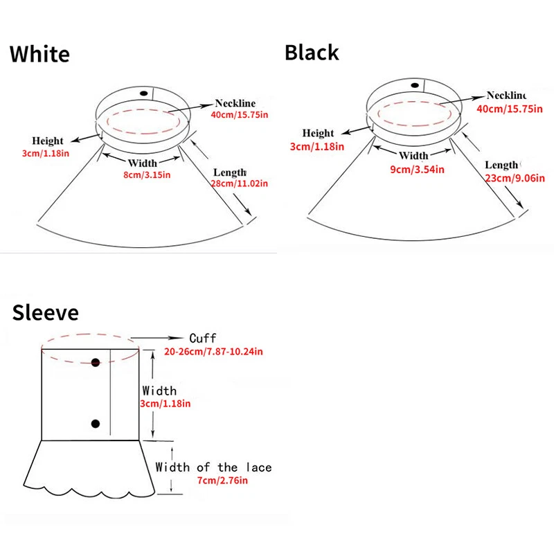 Cuello de encaje victoriano vintage con volantes cuello falso cuello renacentista puños manga Foto 3 de 4