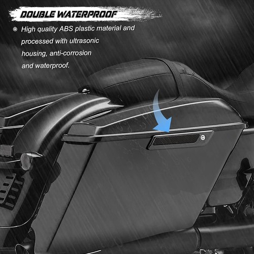 Black Saddle Bag Reflector Inserts Latch Covers Compatible with 2014 2020 Harle - Picture 3 of 5
