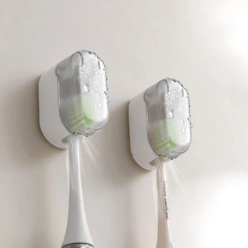 Soporte para cepillo de dientes para colgador de pared de baño 4 piezas con cubierta a prueba de polvo - Imagen 5 de 9