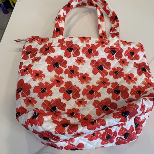 Nanette Lepore Red Poppy Floral Tote Gold Logo NWOT - Picture 9 of 11