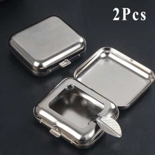 2 Pcs Portable Car Ashtray Metal Pocket Ashtray Mini Ashtray with Lid