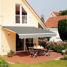 Retractable Awning Outdoor Sun Shade Shelter with Crank Handle for Deck Balcony