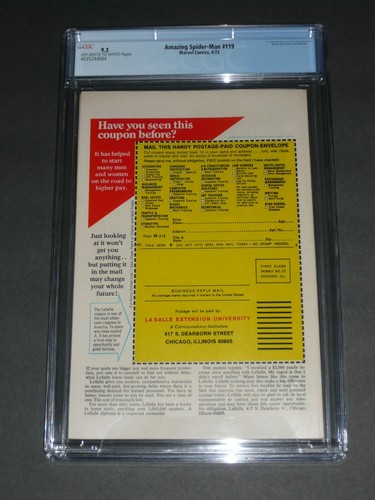 CGC 9.2 O/W to WP Amazing Spiderman #119 Hulk Vs Spidey - Picture 3 of 3