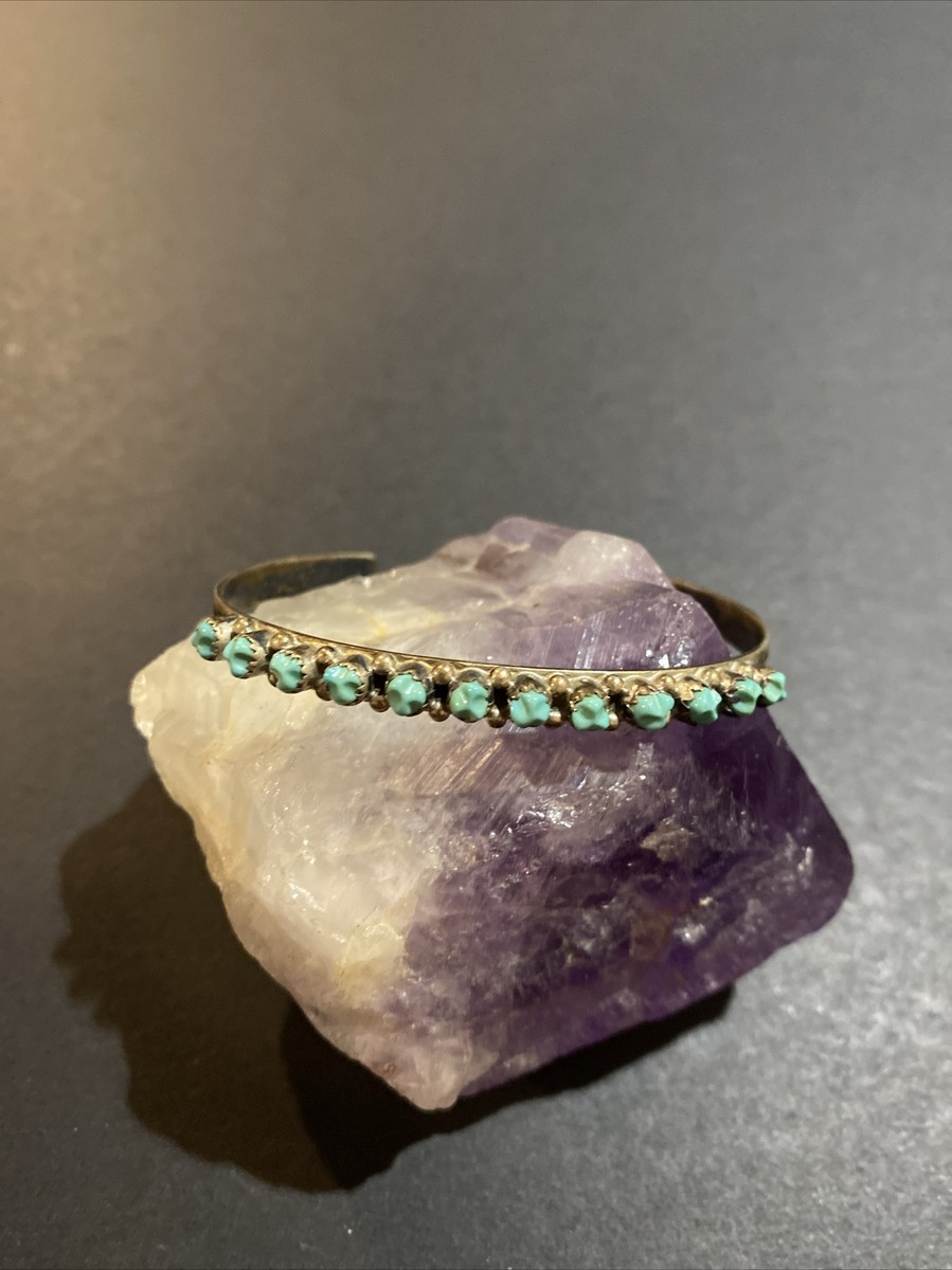 Vintage LJ Lonasee Old Pawn Zuni Turquoise Nugget Sterling