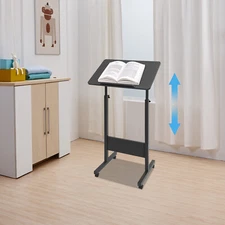 Portable Stand with Wheels Adjustable Laptop Presentation Podium Standing Desk