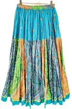 Raiment Fashion Skirt Blue Full Tiered Coastal Boho Peasant Maxi Santa Fe NWT OS