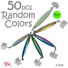 50pcs 3.5oz Colt Sniper jigs 100g Vertical jig with 3561D-DT MUSTAD Random color