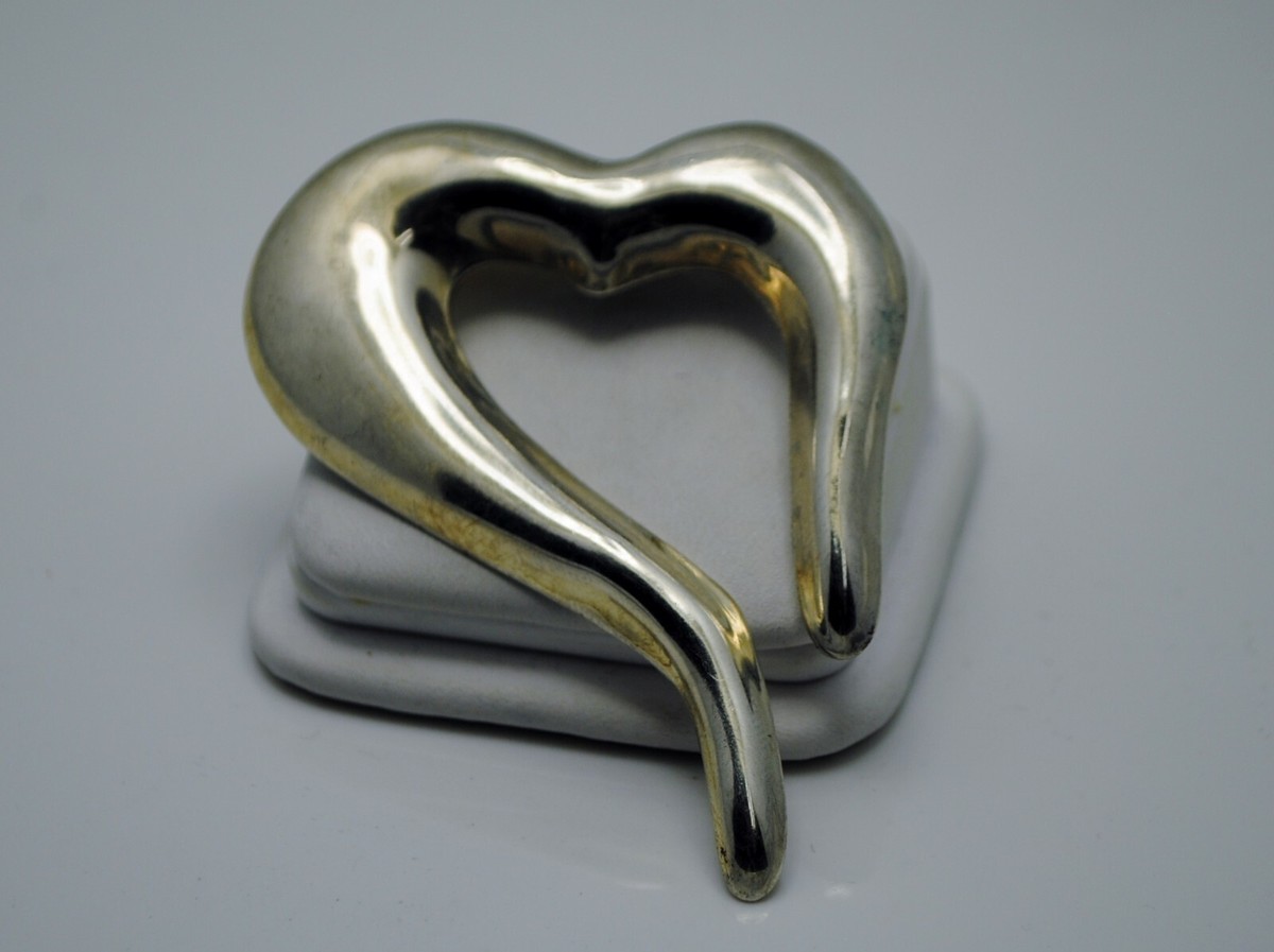 STERLING SILVER SHINING HEART SHAPE OPEN STYLE PIN#FMK072 | eBay