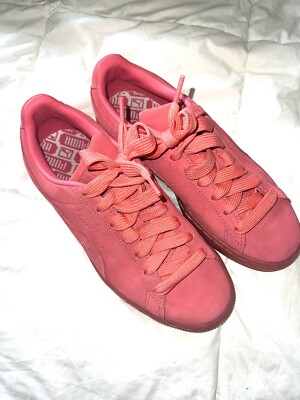 Puma Pink Suede Sneakers Kids Size C Womens Size Shoe Sunkissed Coral 