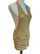 Multicolor backless knitted mini dress, sexy!! great pre-loved condition! size S