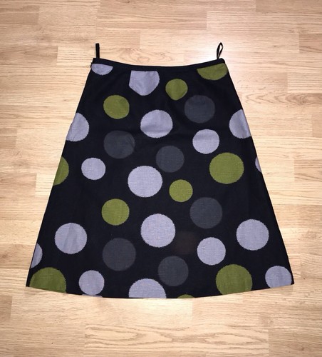 LAURA ASHLEY Dark Grey Polka Dot A-Line Knee Length Linen Cotton Skirt UK 12 - Picture 9 of 10