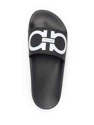 NIB NEW Salvatore Ferragamo Groovy Women Black White pool 